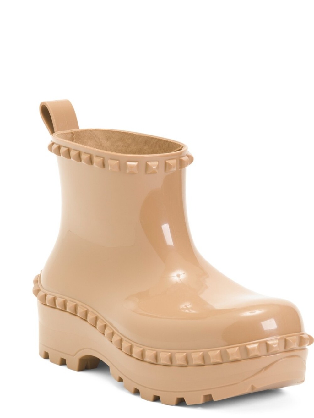 Carmen Sol Graziano Beige Studded Rain Ankle Boots